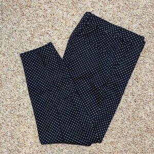 H&M size 6 ankle Trouser, black w cream polka-dots